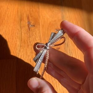 Bow Brooch Silver Rose Gold CZ Pavé Pave